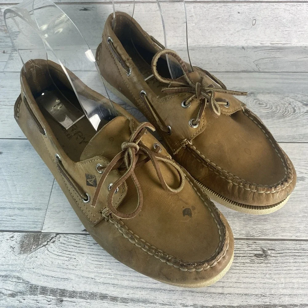 Sperry Shoes Mens 10 M Brown Leather Boat Loafers Nautical Preppy Leisure Comfy